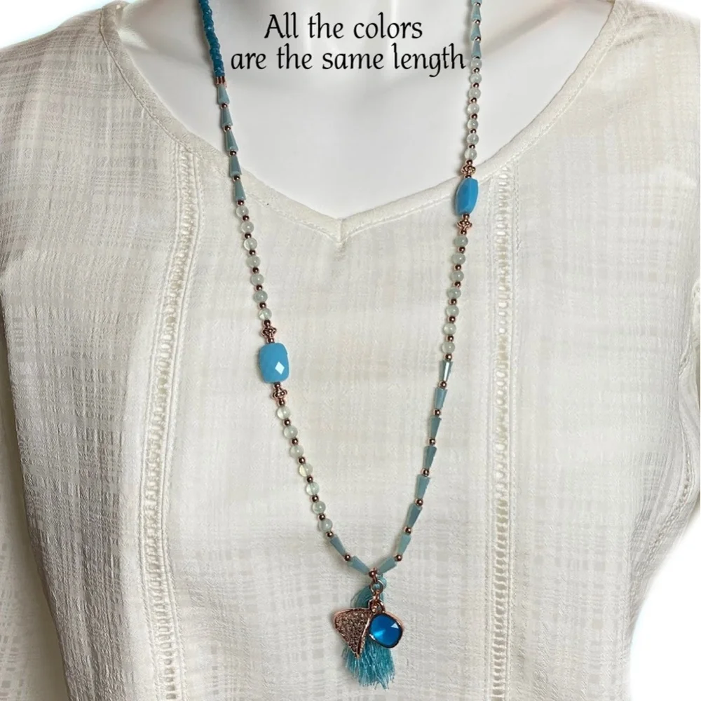 Stretch Tassel Beaded Necklace/Bracelet - Pink - Picture 4 of 4